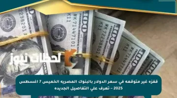 قفزة غير متوقعة في سعر الدولار بالبنوك المصرية الخميس 7 أغسطس 2025 – تعرف على التفاصيل الجديدة